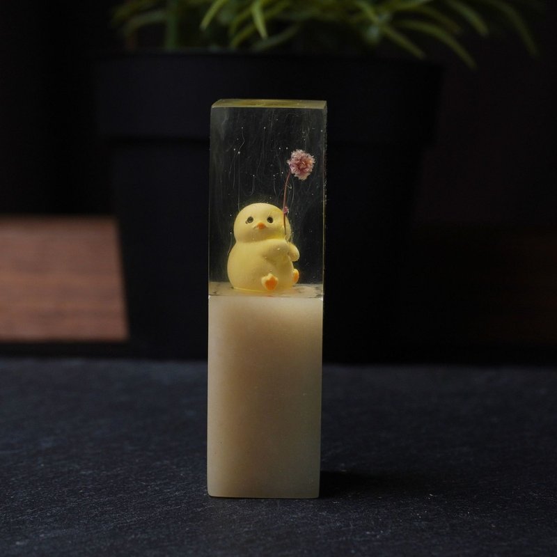 定制化手工印章-可爱小鸡树脂印章树脂印章 1.7x1.7 CM|篆刻印章 - 印章/印台 - 石头 