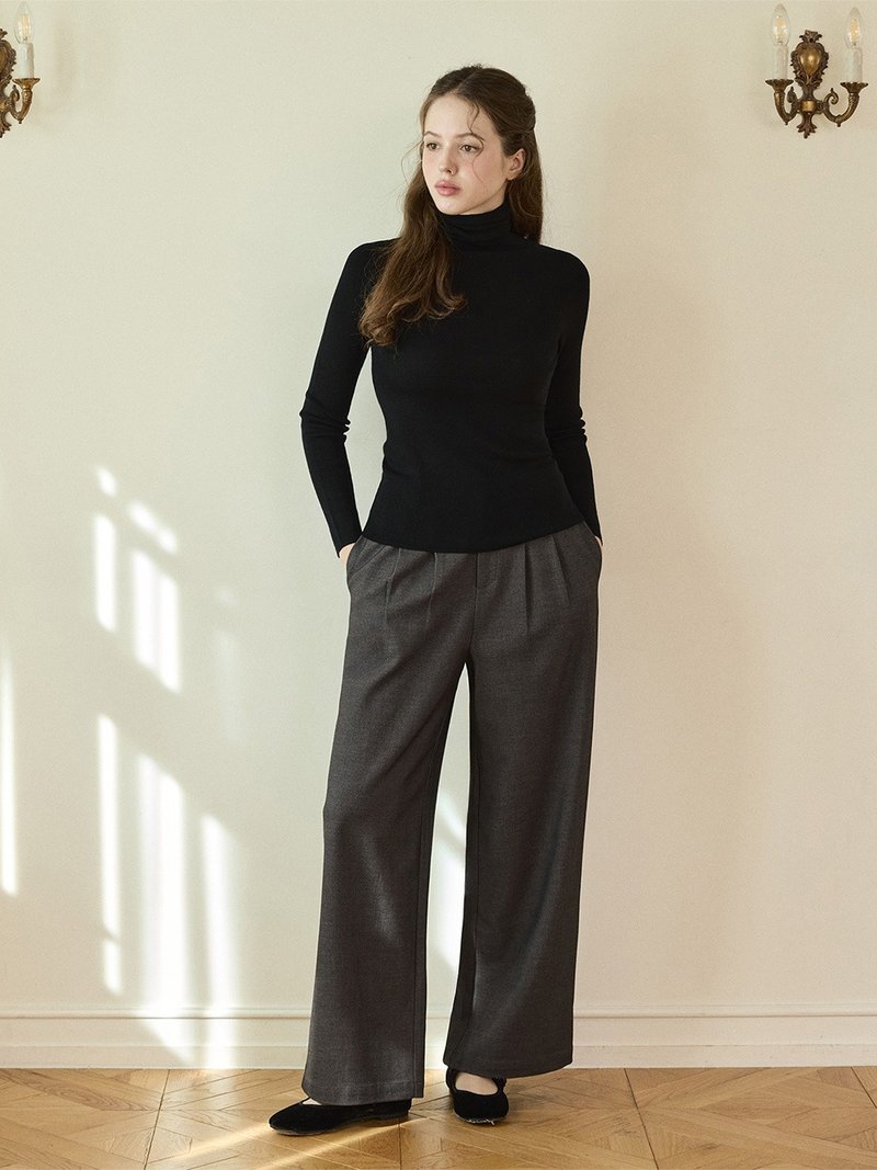 美丽诺羊毛高领针织衫 - 黑色 - 女装针织衫/毛衣 - 环保材料 黑色