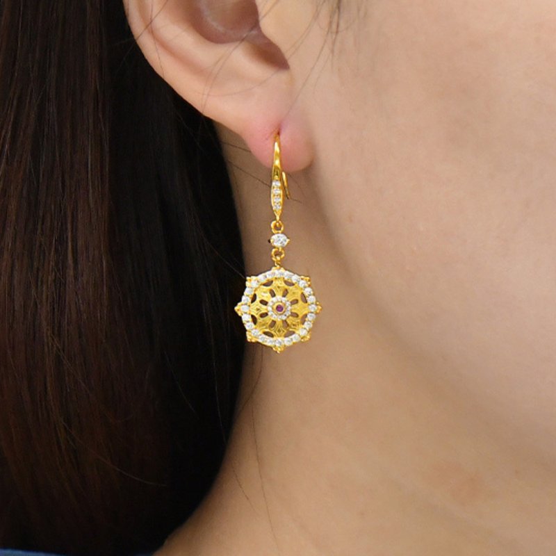 纯银925 宝轮耳勾 - 耳环/耳夹 - 贵金属 多色