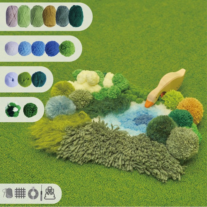 北纬 37 度 - 簇绒 3D 苔藓杯垫材料包DIY 编织套件 - 编织/刺绣/羊毛毡/裁缝 - 棉．麻 绿色