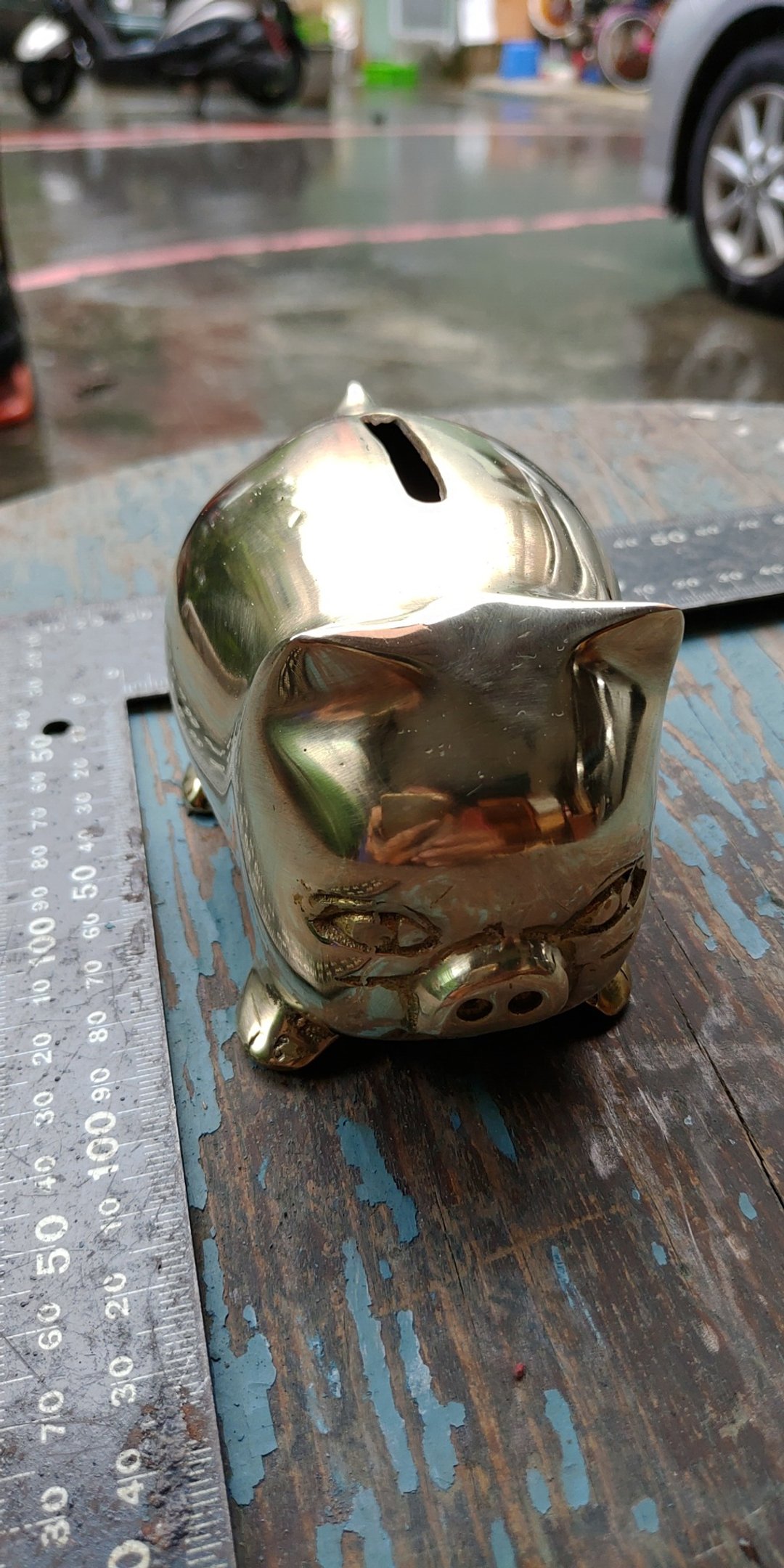 早期收藏工业风_老铜猪扑满_存钱筒福气招财金猪纸镇摆饰E(小) - 储蓄罐 - 其他金属 