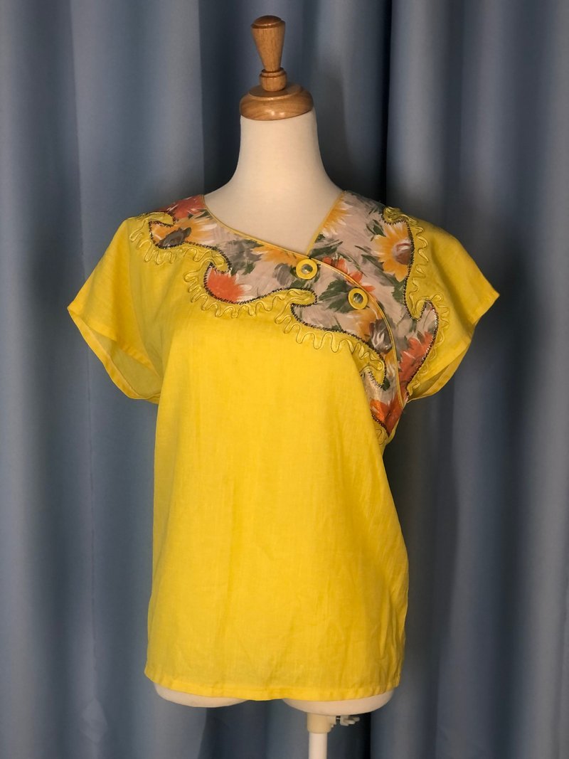 流动花卉无袖上衣 - 女装上衣 - 其他材质 