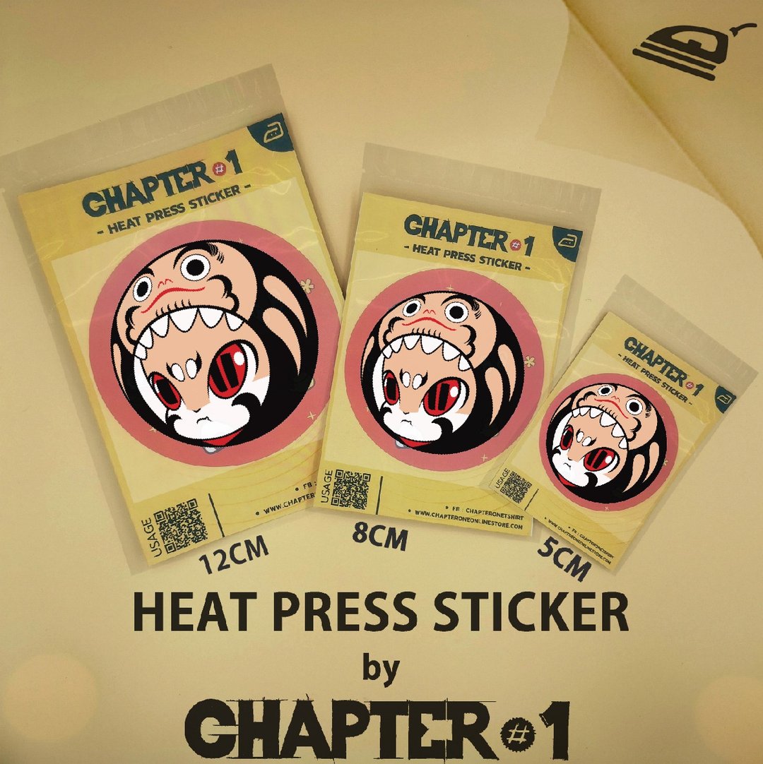 Daruma Head Demidomi Heat Press Sticker 5, 8, 12 cms - 其他 - 其他材质 白色