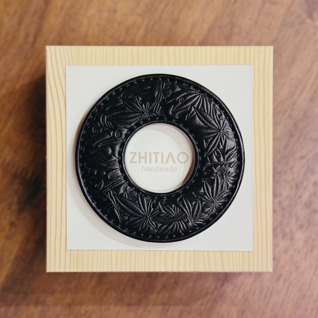 原创手工制作牛皮剑道刀镡 般若浮生 黑色 剑锷 Tsuba - 运动配件 - 真皮 黑色
