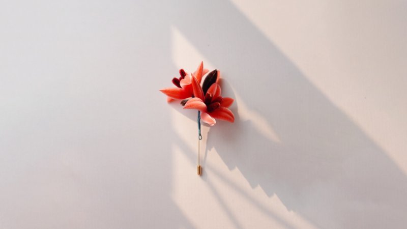 百合胸针 绒花工艺饰品 无形文化资产工艺 - 胸针 - 其他人造纤维 