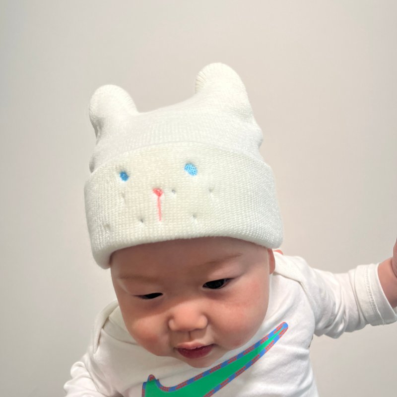 猫针织帽。6个月至3岁。 - 婴儿帽/发带 - 羊毛 多色