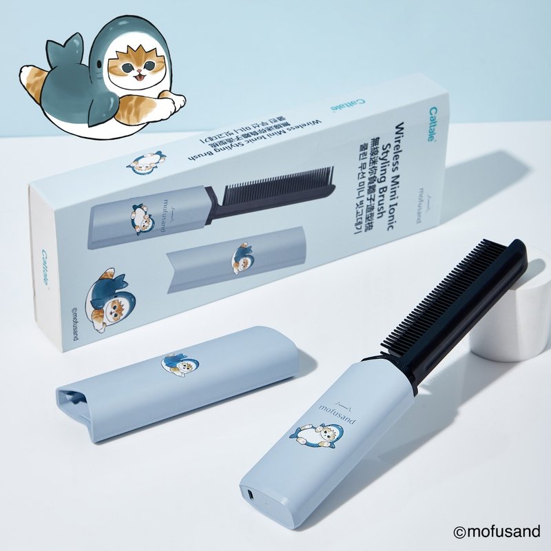 Cattale x Coolean - mofusand 无线迷你负离子直发梳 - 鲨鱼猫猫 - 其他 - 其他金属 粉红色