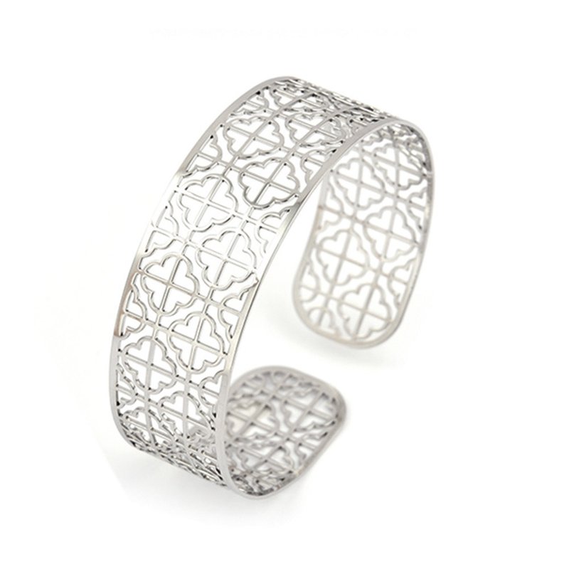 医疗级薄钢手环- 事事如意 宽版男生款好运戴着走 - 手链/手环 - 其他金属 银色