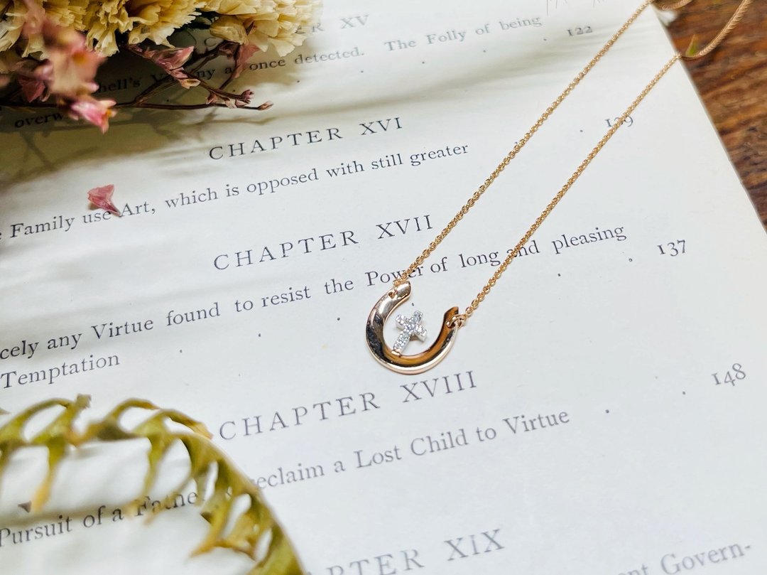 【Moriarty Jewelry】- 神圣马蹄铁 U型 - 14K 玫瑰金  小钻项链 - 项链 - 玫瑰金 