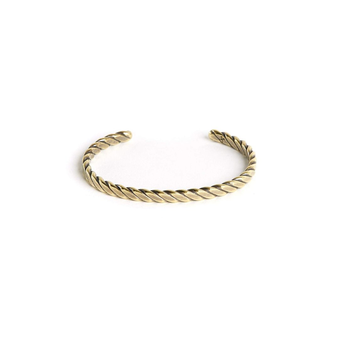 Studebaker Metals - Plait Cuff 手工锻造古拙黄铜手环 - 手链/手环 - 铜/黄铜 黄色