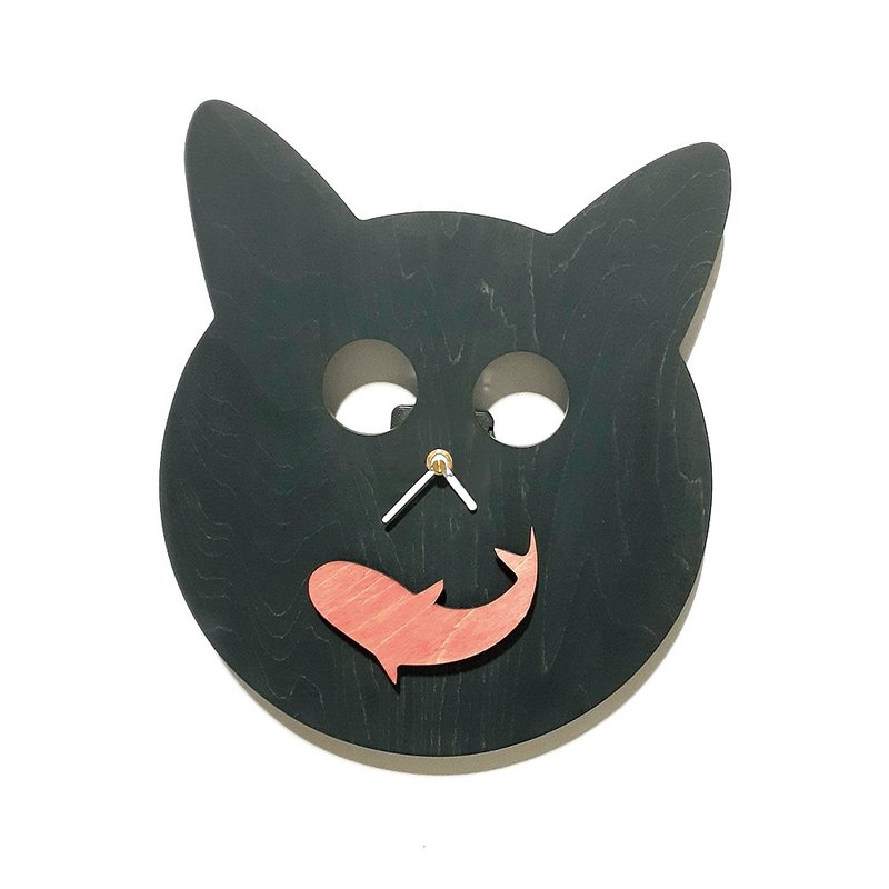 手工木作创意时钟 黑眼逗逗 - 猫哈鱼 - 时钟/闹钟 - 木头 黑色