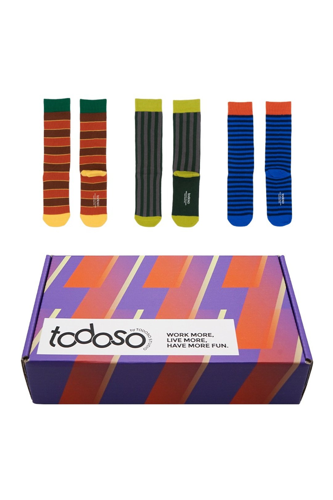 todoso socks for today 条纹中筒袜棉袜子男女3双装圣诞礼物礼盒 - 袜子 - 棉 