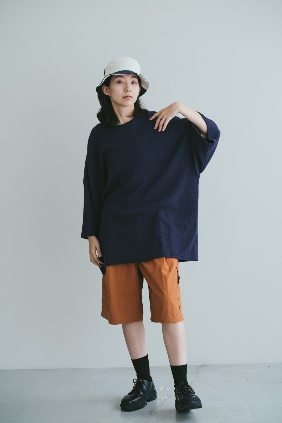 乌鸦长高六分工装西服裤 - 2色 - 咖橘 - 女装短裤 - 尼龙 橘色