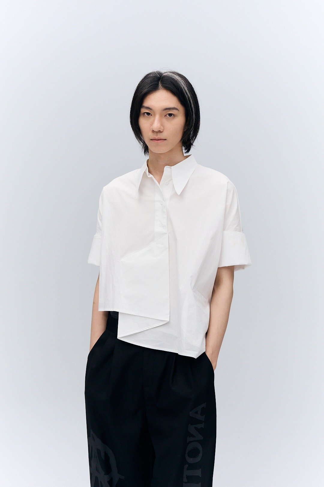 Devil Fashion 人文系列衬衫 不对称款 - 男装衬衫 - 聚酯纤维 白色