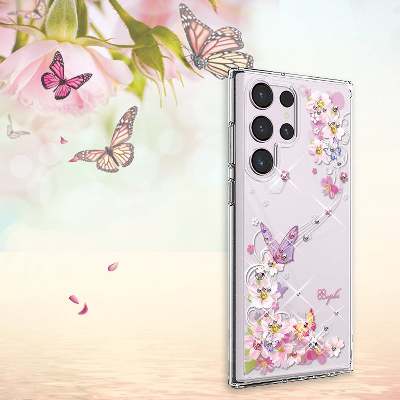 Samsung S25/S24/S23/S22 轻薄军规防摔水晶彩钻手机壳-迷蝶香 - 手机壳/手机套 - 其他材质 多色
