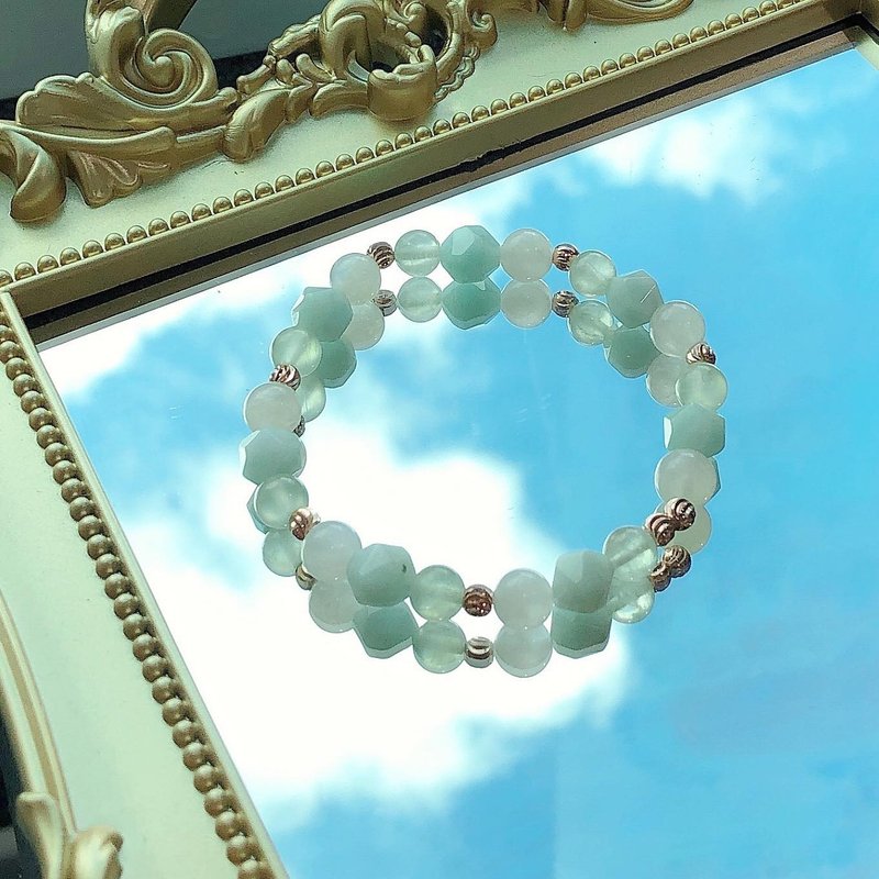 切面 月亮石 萄葡石 天河石 水晶手链 天然石 生日礼 姊妹礼物 - 手链/手环 - 水晶 绿色