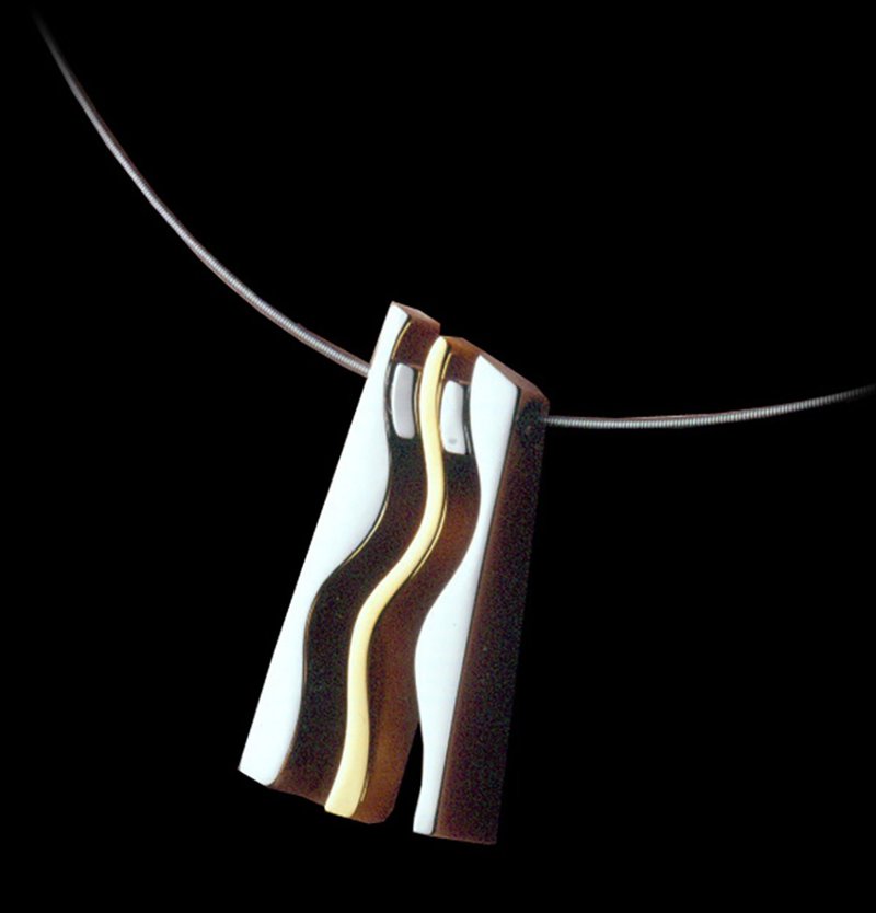 山水坠饰 - 项链 - 不锈钢 银色