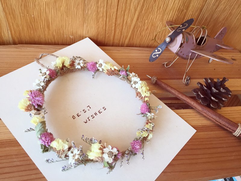 [干燥花] 春日小花环 Spring Message 传情意卡片 可定制卡片文字 送礼 生日 七夕 情人节 - 卡片/明信片 - 植物．花 粉红色