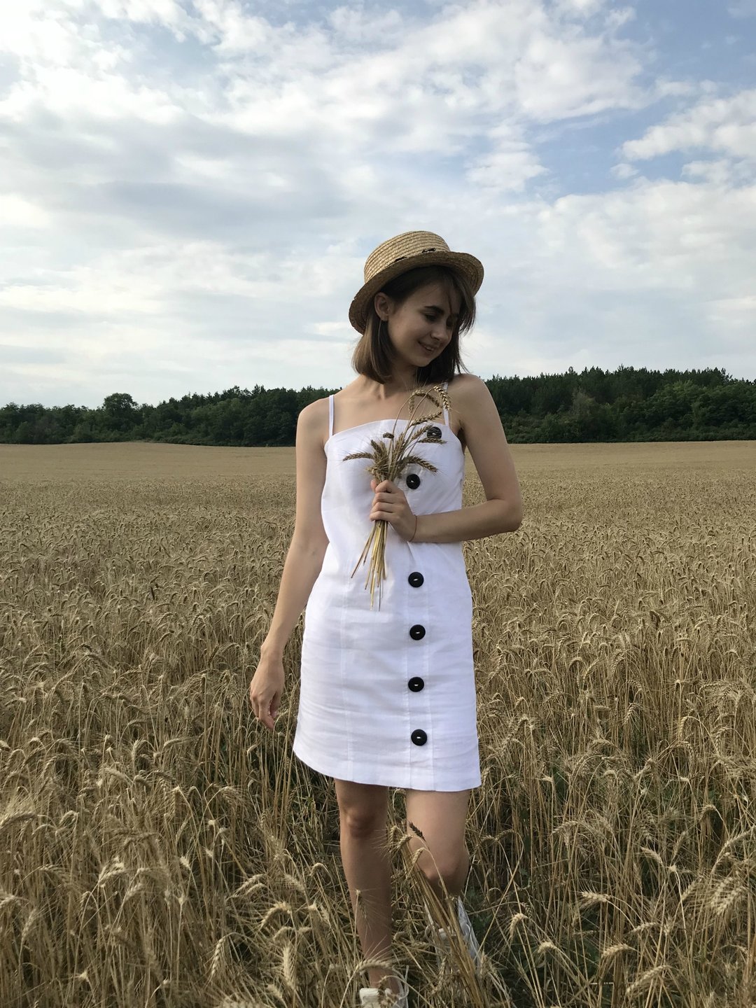 White linen smock mini dress; White Cotton Linen Casual  Dress - 洋装/连衣裙 - 其他材质 白色