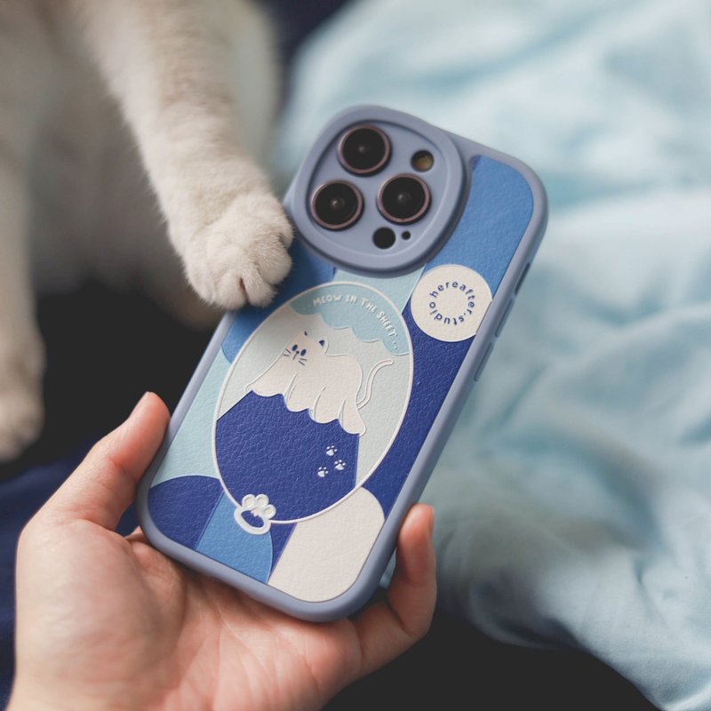 【手机殻】=•ᴥ•= Meow in the Sheet /  Fuji - 手机壳/手机套 - 硅胶 蓝色
