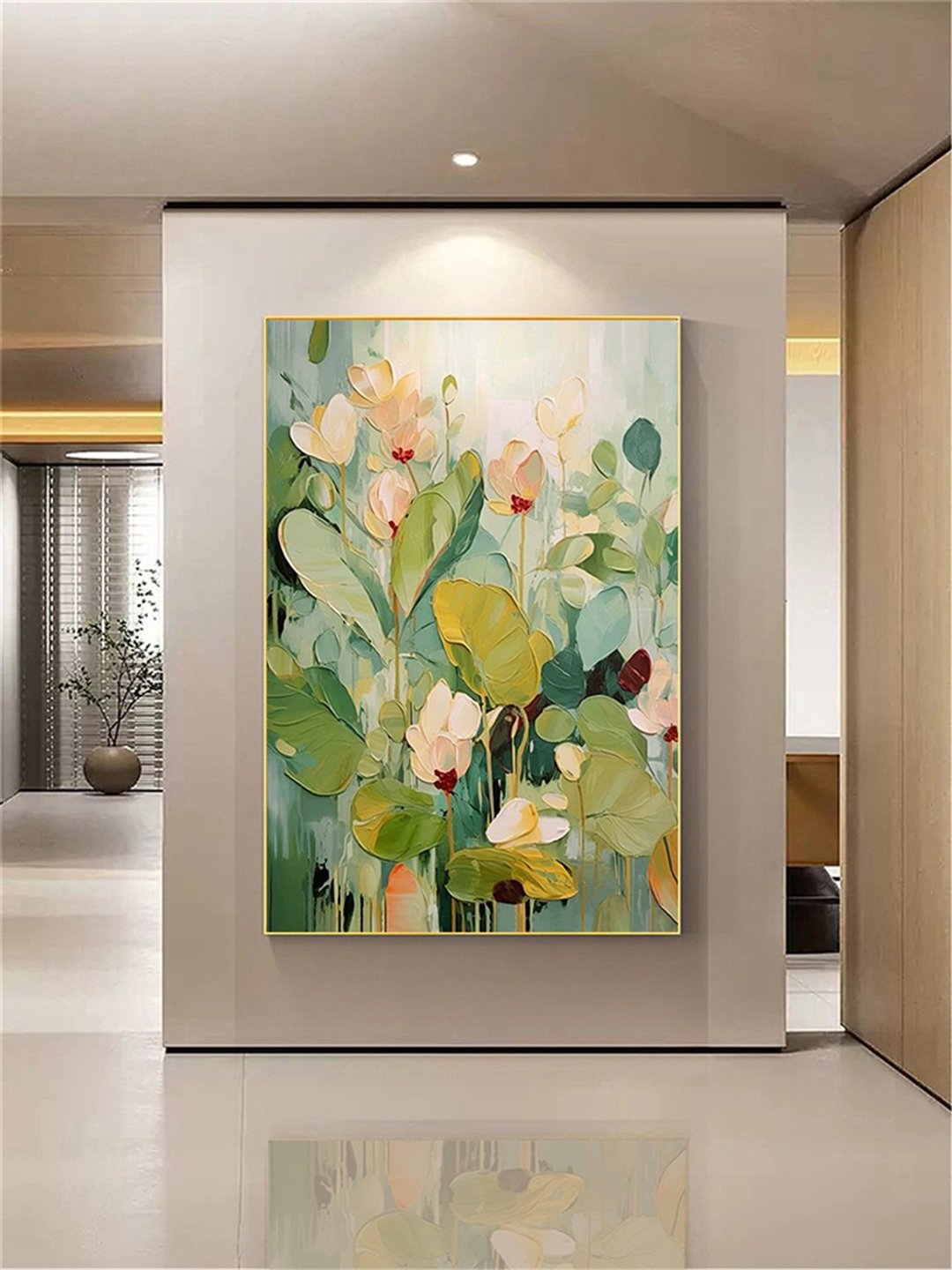 花语 原创手绘花卉油画现代抽象装饰画客厅餐厅走廊玄关卧室挂画 - 海报/装饰画/版画 - 亚麻 多色