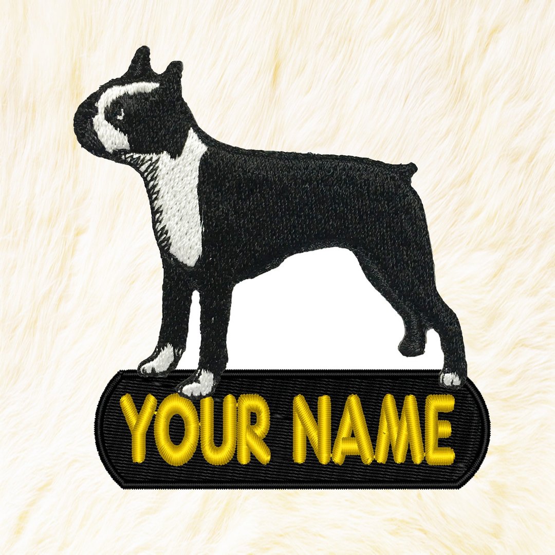 Boston Terrier Personalized Iron on Patch Your Name Your Text Buy 3 Get 1 Free - 编织/刺绣/羊毛毡/裁缝 - 绣线 黑色