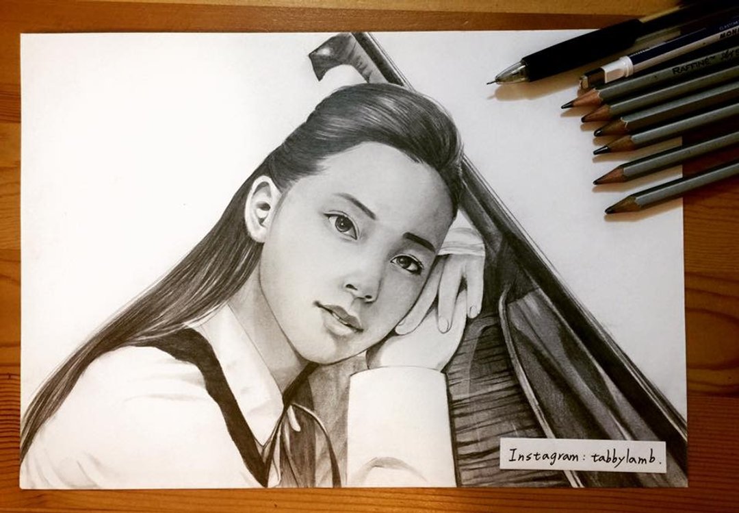 虎斑羊人像定制画/素描/单人A4-(含框) - 订制画像 - 纸 