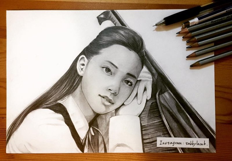 虎斑羊人像定制画/素描/单人A4-(含框) - 订制画像 - 纸 