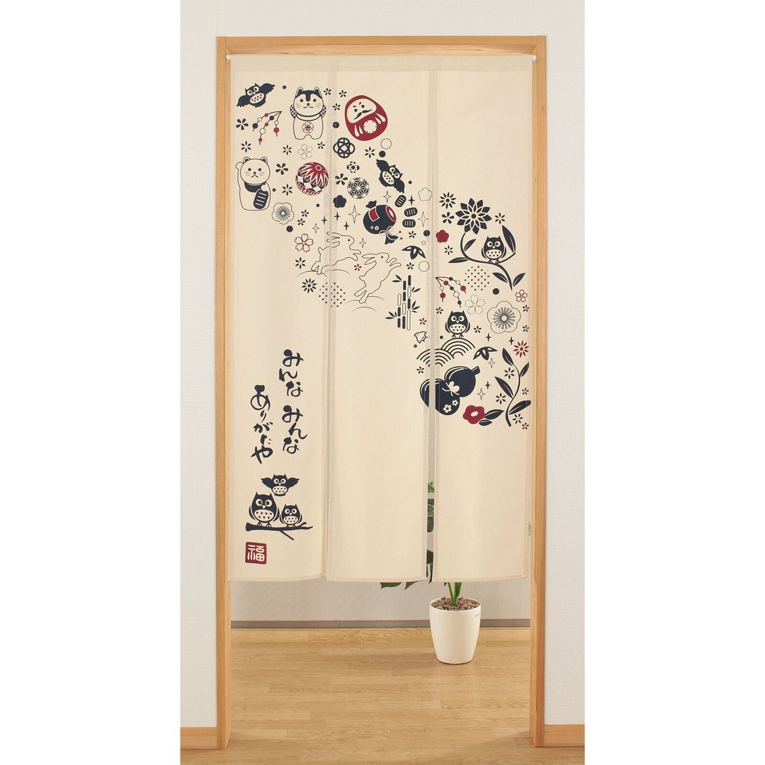 【现货】【预订】印度制 吉祥缘起物门帘150cm - 门帘/门牌 - 棉 卡其色