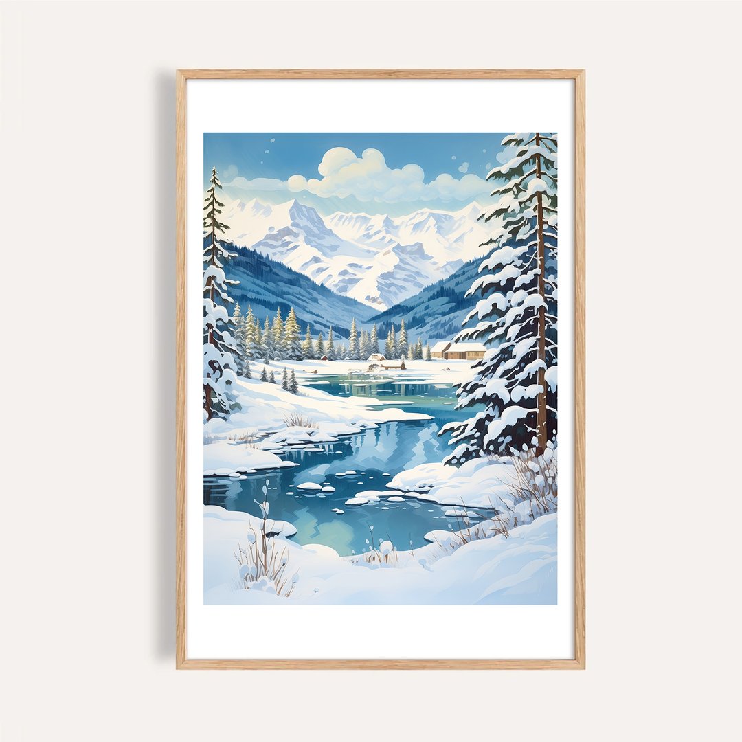 静谧雪湖 Winter Alpine Lake / 耶诞雪景挂画 海报 无框画 - 海报/装饰画/版画 - 纸 