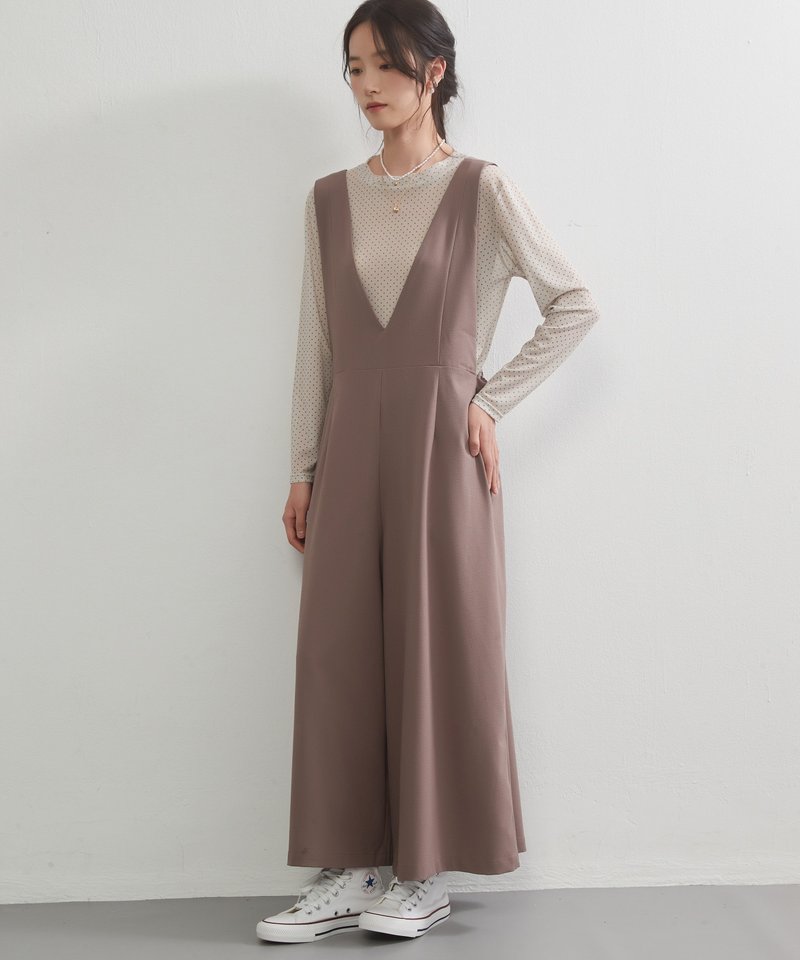 宽松阔腿连身裤・连身裤・吊带裤 - 背带裤/连体裤 - 聚酯纤维 咖啡色