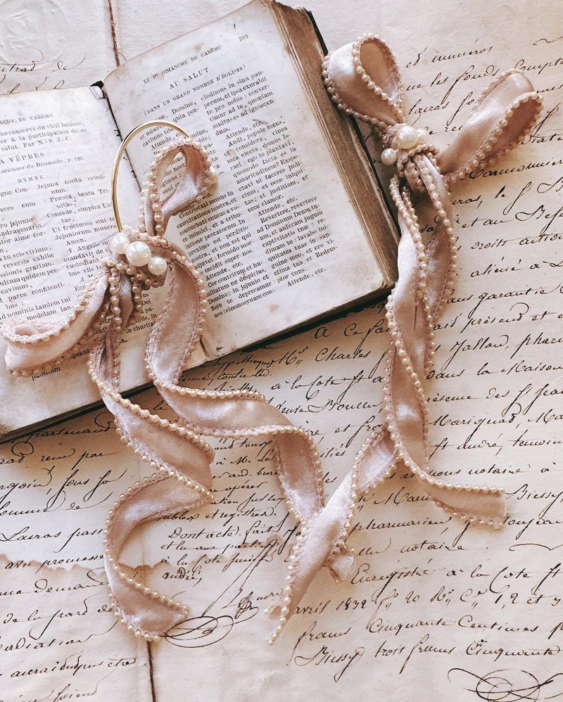 跳舞芭蕾缎带耳挂 - 粉肤 - 耳环/耳夹 - 其他材质 粉红色