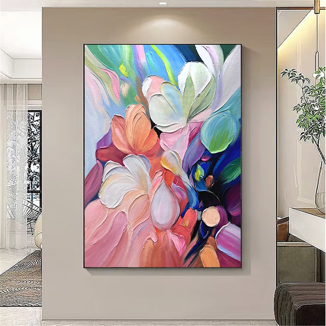 花语 手绘油画/抽象/原创商品/装饰画/挂画/客厅/走廊/玄关挂画 - 海报/装饰画/版画 - 亚麻 多色