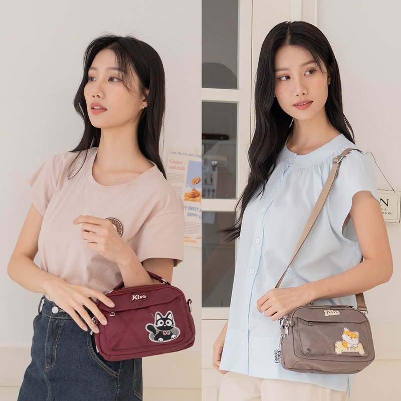 馒头包 小黑猫 柴犬宝宝 手提斜背包【330062】 - 侧背包/斜挎包 - 棉．麻 红色