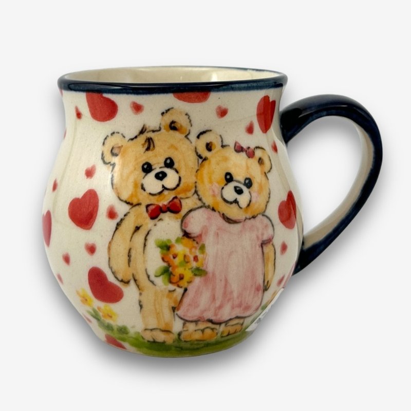 波兰手绘手工陶-胖胖杯 220ml 爱心熊熊系列 设计师款 - 其他杯子 - 陶 