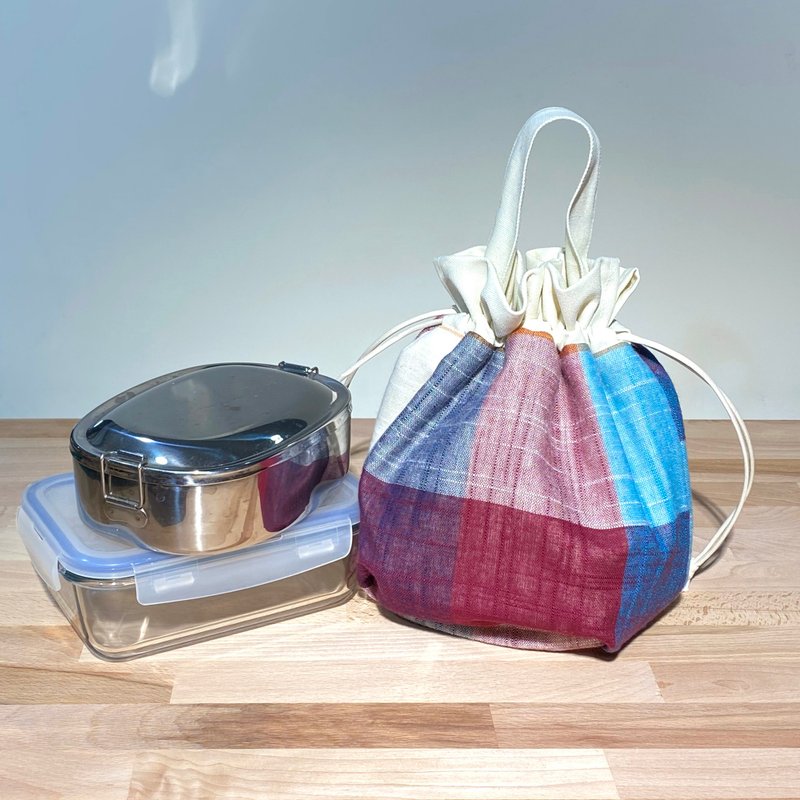 巾着袋, 束口手提袋 (大格纹 - 红蓝紫) *接单生产 - 手提包/手提袋 - 棉．麻 多色