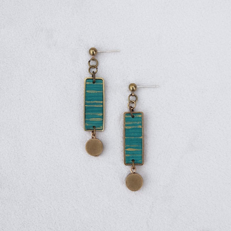 2:53 AM 静止的涟漪 - 黄铜耳环 / 皮革耳环 / 耳针耳夹 - 耳环/耳夹 - 真皮 蓝色