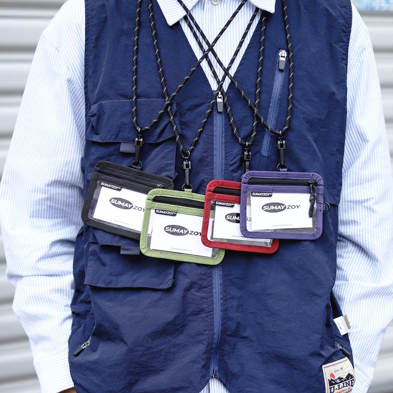 油畫系列卡套 橫豎可背 公交校園工作證工牌 暮色黑 - 零钱包 - 聚酯纤维 黑色