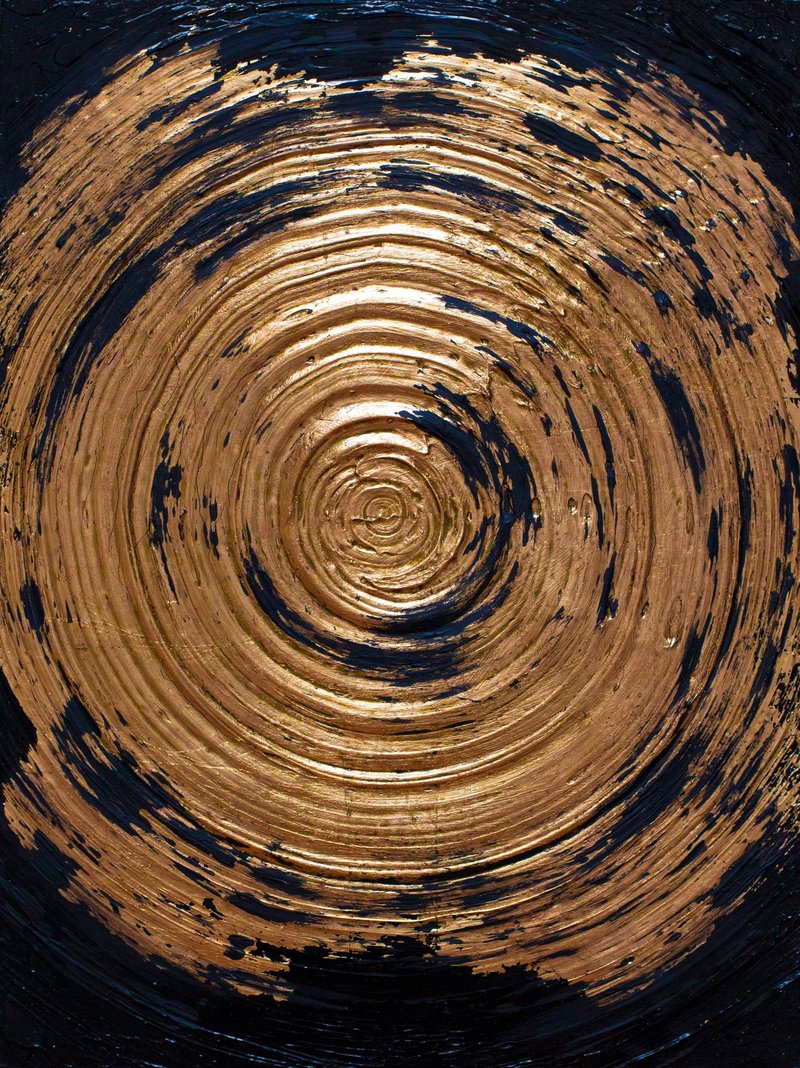Abstract Art. Acrylic. Original. Golden circle. Painting with gold. El Dorado - 海报/装饰画/版画 - 压克力 金色