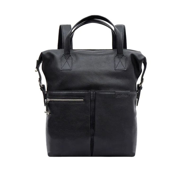 HIDESIGN 黑色牛皮后背包 AKASAKA 01 - 后背包/双肩包 - 真皮 黑色