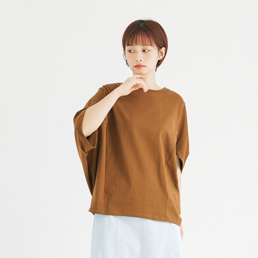 【Simply Yours】蝙蝠宽松休闲T 咖啡F - 女装 T 恤 - 棉 咖啡色