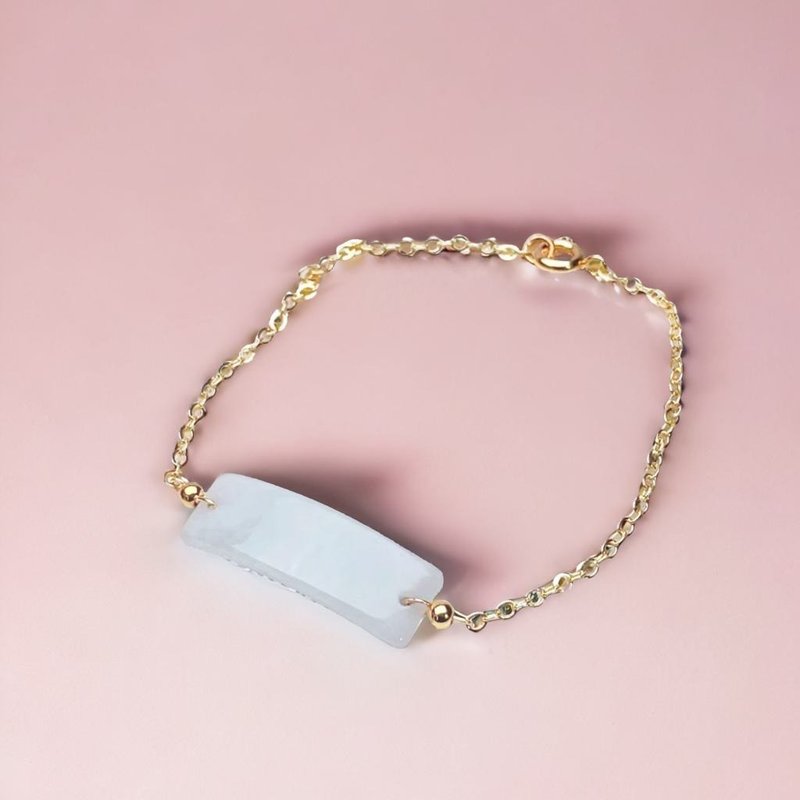 飘花翡翠无事牌手链 14K包金 | 天然缅甸翡翠A货 | 送礼 - 手链/手环 - 玉石 绿色