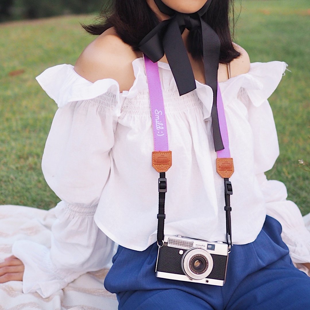 CAMERA STRAP : Personalize name( PURPLE ) SMALL  SIZE / YESIDID - 相机背带/脚架 - 其他材质 紫色