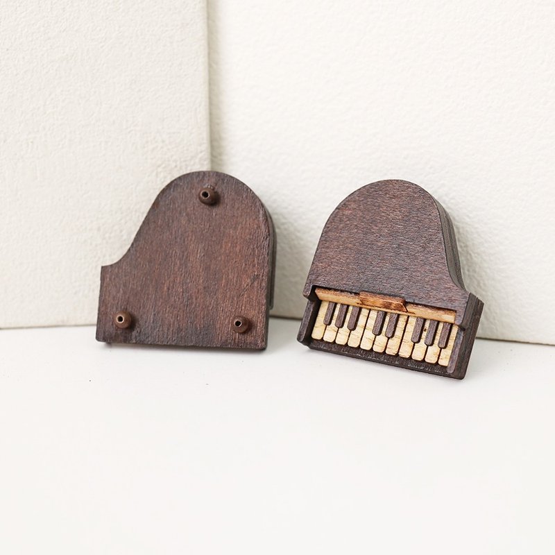 仿真钢琴吊饰 钥匙圈 咖啡色 音乐手作礼物 - 吊饰 - 木头 咖啡色
