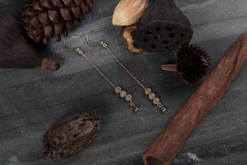 古老气息字母 -耳环7~12字 - 耳环/耳夹 - 其他金属 金色