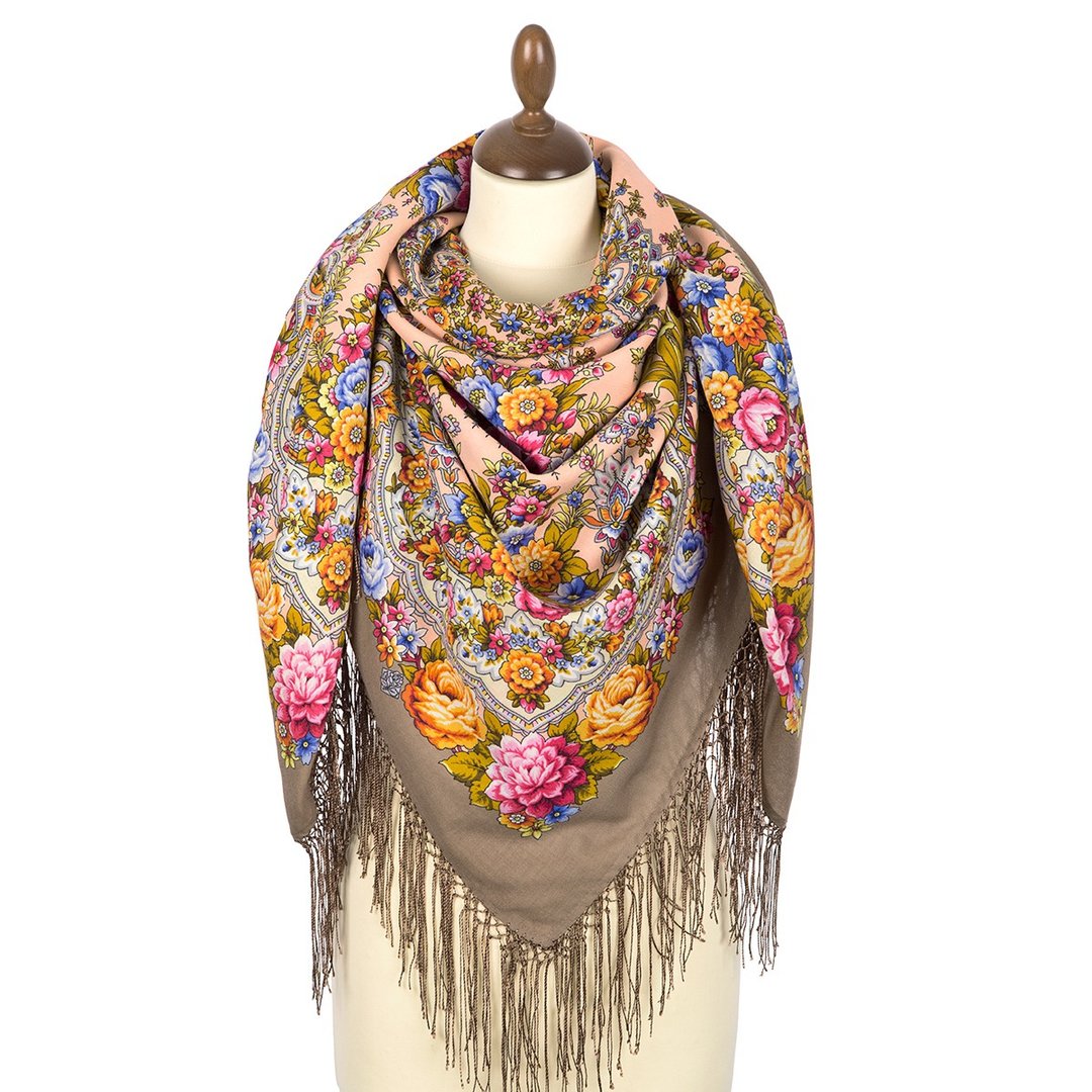 Original Pavlovo Posad Russian Shawl 135x135 cm Scarf Wrap 100% Wool 1739-17 - 丝巾 - 羊毛 多色