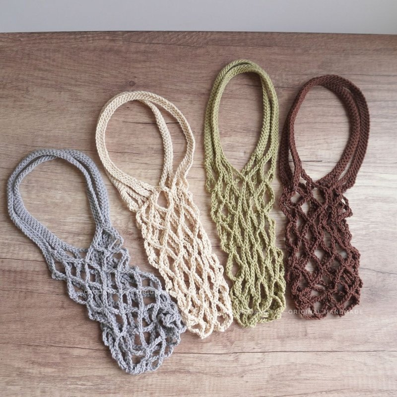 台湾人的饮料提袋 | 台湾制造 100% 天然棉线 - 随行杯提袋/水壶袋 - 棉．麻 咖啡色