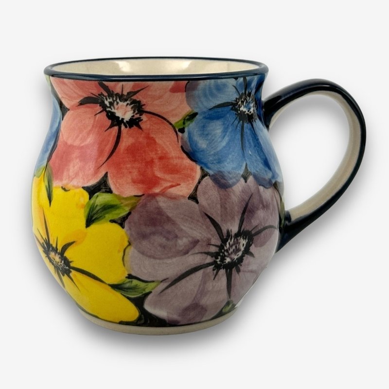 波兰手绘手工陶-胖胖杯 350ml 花韵绘影系列 设计师款 - 其他杯子 - 陶 多色