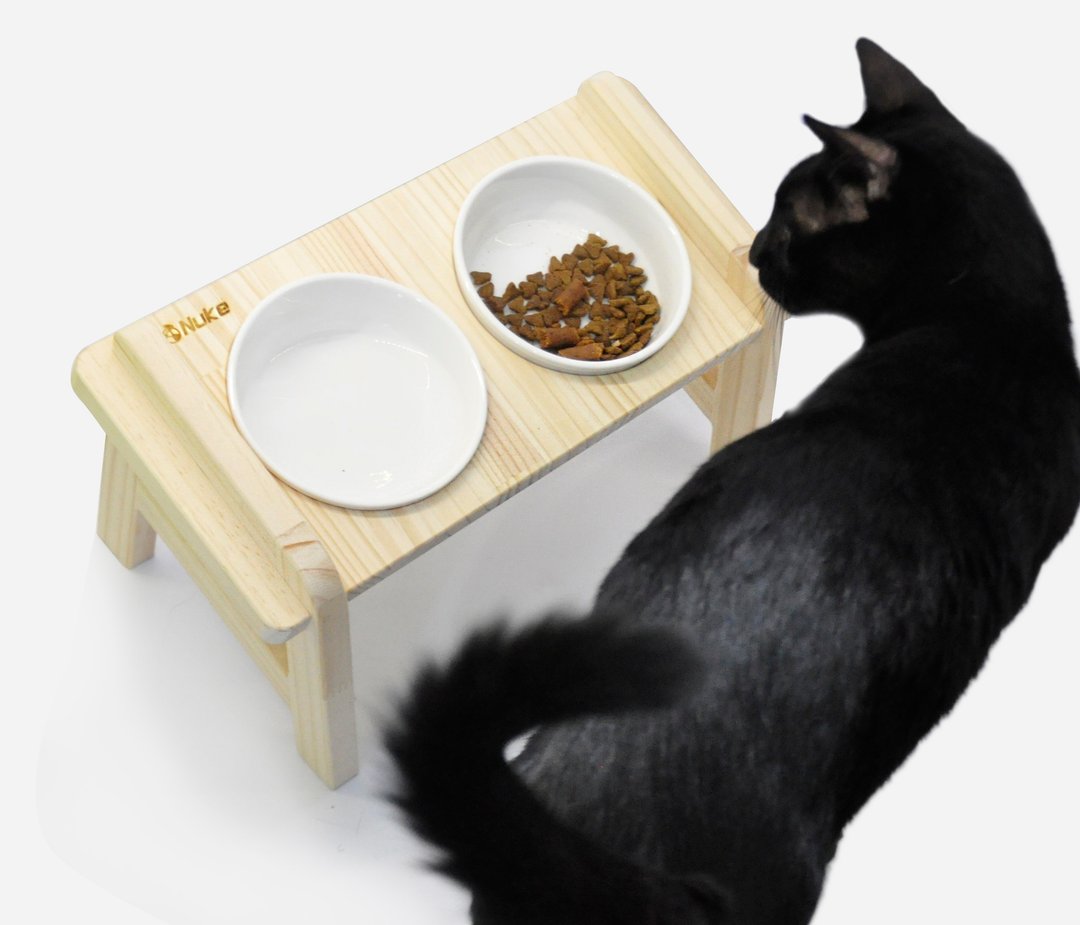 猫狗碗架 猫狗两口餐桌 狗碗架 猫碗架 原木头碗架 - 碗/碗架 - 木头 