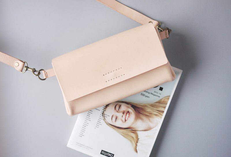 侧背包 出国包 手拿包 定制化 免费打印 真皮手作 深蓝色 原色 - 手拿包 - 真皮 蓝色